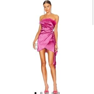 NEW MORE TO COME Cierra Strapless Wrap Dress in Hot Pink